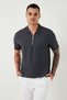 Cotton Regular Fit Zippered Polo Collar T Shirt Men's POLO NECK T SHIRT5902434 - 3