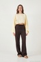 Cotton Tied Relaxed Fit High Waist Wide Leg Muslin Trousers Women's Pants 5866663 - 6