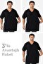 3 Pack Black Men's V-Neck Short Sleeve Plus Size T-Shirt 100% Cotton Combed