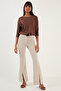Crew Neck Three Quarter Sleeve Blouse Women's Bluz 5861416Y - 4