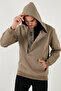 Cotton Slim Fit Kangaroo Pocket Zipper Detailed Hooded Collar Sweat Men's Sweat 575707 - 4