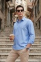 Cotton and Linen Blend Regular Fit Classic Collar Long Sleeve Shirt Men's Shirt Cf26S1210134