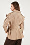 Regular Fit High Collar Wide Shoulder Belted Trench Coat Women's Trench Coat 6927623 - 7