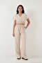 Regular Fit Double Breasted Collar Button Detailed Crop Suit Women's Suit 5866446 - 2