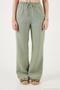 Cotton Tied Relaxed Fit High Waist Wide Leg Muslin Trousers Women's Pants 5866663 - 4