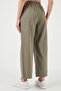 Cotton Waist-Tied High Waist Wide Leg Regular Fit Pants with Pockets Women's Pants 668Yp4 - 4