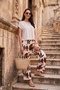 Patterned Elastic Waist Wide Leg Trousers Women's Pants 5869018