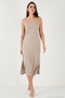 Regular Fit Rope Strap Slit Detailed Midi Dress Women's Dress 5866128 - 2