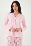 Patterned Regular Fit Lapel Collar Elastic Waist Wide Leg Pajama Set Women's Pajama Set 65714300 - 5