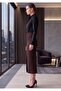 Women's Brown Diver Regular Waist Front Slit Long Skirt - 2