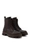 Women's Brown Zippered Thick Heeled Boots - 3