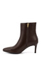 Women's Brown Platinum Zippered Thin Heeled Genuine Leather Boots - 4