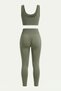 Women's Khaki Green Color Seamless Sports Bustier and Push up Gathering Sports Leggings Set - 6