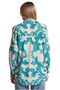 Women's Green Off-White Patterned Oversize Buttoned Long Basic Shirt - 6