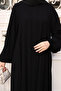 Full Flared Medina Silk Mevlana Ferace - Black - 4