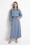 Bow Detailed Skirted Denim Suit 0303 - Blue