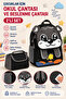 Cute Character Themed Kindergarten Bag & Thermal Lunch Box Set of 2 Black-Smoked