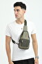 Khaki Canvas Shoulder Bag - Crossbody Bag with Magnetic Compartment and Strap - 2