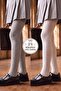 Girl's Patterned 2-Piece Pantyhose School Socks Gray/White