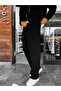 Black Waffle Fabric Basic Tracksuit Mrk-2871 - 3
