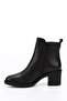 Women's Black Zippered Thick Heeled Genuine Leather Boots - 4