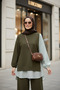 Line Shirt Detailed Green Two-Piece Set - 6