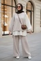 Women's Hijab Suit Line Double Suit Shirt Beige
