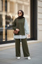 Line Shirt Detailed Green Two-Piece Set - 3