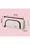 Ilgaz Checkered Large Wide Premium Organic Canvas Cotton Cloth Fabric Pencil Case Pen Holder Makeup Bag - 3