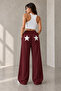 Women's Winter Fabric White Star Printed Wide Leg Three-Thread Combed Cotton Sweatpants - 2