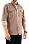 Slim Fit Men's Denim Shirt Beige 5XL Size 110-115 kg - 5