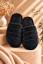 Black Plush Women's House Slippers