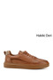 Men's Tan Lace-Up Rubber Sole Genuine Leather Sneakers