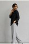 No-Iron Oversize Flexible Wrinkle Fabric Shirt Black - 2