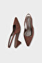 Ricki Genuine Leather Lined Pointed Toe Mid-Heel Open Back Women's Shoes - 5