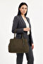 Women's Khaki Suede Long Strap Hand and Shoulder Bag - 2