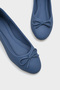 Genuine Leather Bow Round Toe Women's Ballerinas - 5