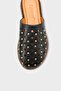 Lidia Genuine Leather Flat Heeled Studded Women's Sabo Slipper - 2
