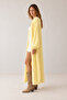 Women's Yellow Shawl Collar Textured Balloon Sleeve Long Loose Cardigan - 5