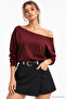 Women's Burgundy Off-Shoulder Modal Blouse