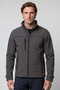 Unisex Gray Full Zip Fleece Softshell Jacket Regular Pockets Polo Collar Wind Resistant
