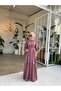Hijab Dress Ferace Gül Kurusu Sena Balloon Sleeve Skirt Ruffled Belted Crepe