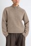 High Collar Button Detailed Raglan Sleeve Textured Knitwear Sweater Aw26Kz00057