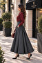Khaki Anthracite Midi Skirt - 3
