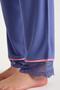 Dream Gray Blue Viscose V-Neck Lace Detailed Pajama Set - 6