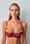 Monaco Burgundy Embroidered Tulle Detailed Transparent Bra - Underwire Balconette - 4