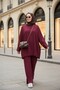 Alisa Pleated Premium Modal Fabric Hijab Double Set – Burgundy - 4