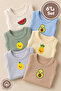 Unisex 100% Organic Cotton Cute Fruit Printed 3-6-9-12 Months 6-Piece Sleeveless Baby Bodysuit - 3