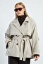 Beli Belted Double-Breasted Collar Oversize Trench Coat - 4