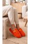 Women's Orange Fluffy Furry House Slippers 3 cm Byndskl03 - 5